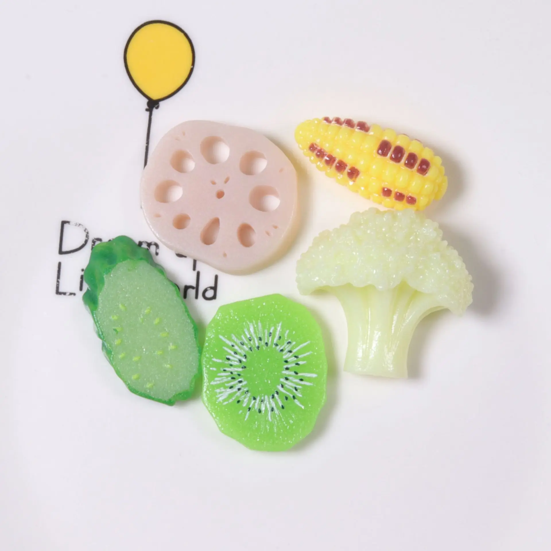 

Simulation Resin Vegetables Corn Kiwi Cauliflower Flat Back Cabochon Art Decoration Charm Craft DIY Hair bow Center