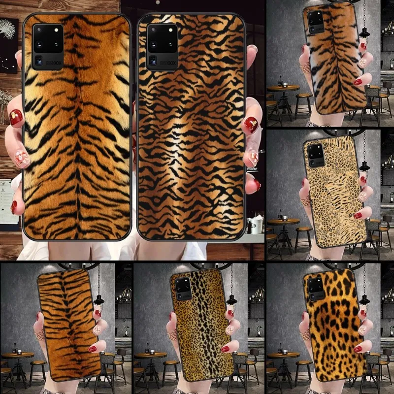 Tiger Skin Phone Case For Samsung Galaxy S6 S7 S8 S9 S10 S21 S22 Plus Ultra Soft Black Phone Cover