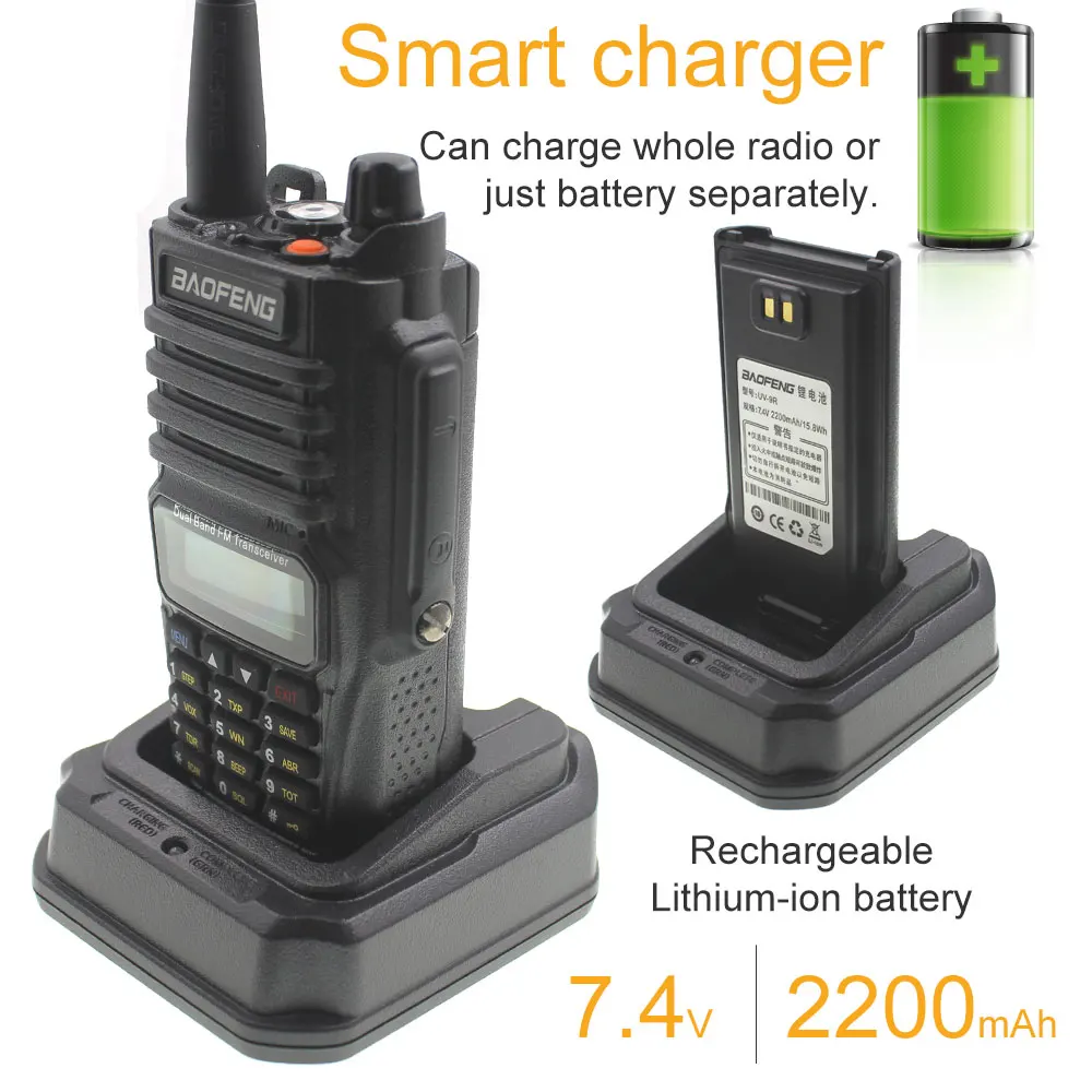 Original Li-ion Battery 7.4V 2200mAh for Baofeng UV-9R Anysecu UV9R Portable Walkie Talkie