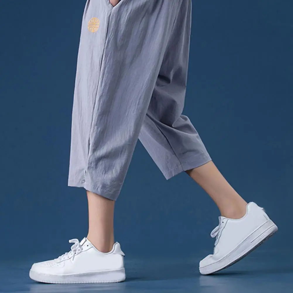 

Short Trousers Drawstring Short Pants Loose Calf-length Capri Pants