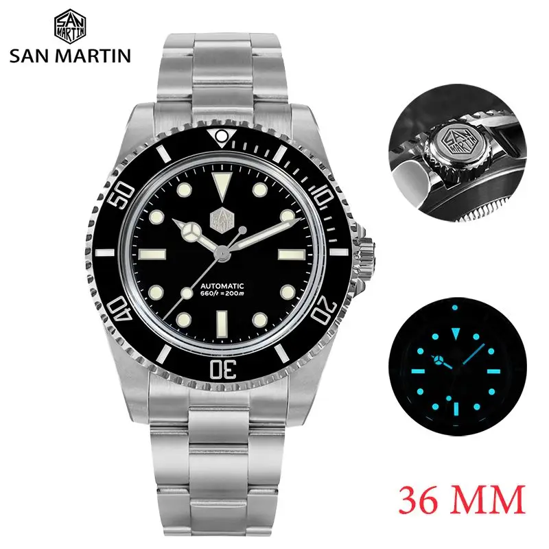 

2022 San Martin New 40mm Automatic Mechanical Watch for Men Classic Luxury YN55 Diver Water Ghost Sapphire 20 ATM Luminous