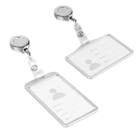 aluminum alloy card badge holder business work card with abs retractable badge reel pull id card holder nurse accessories