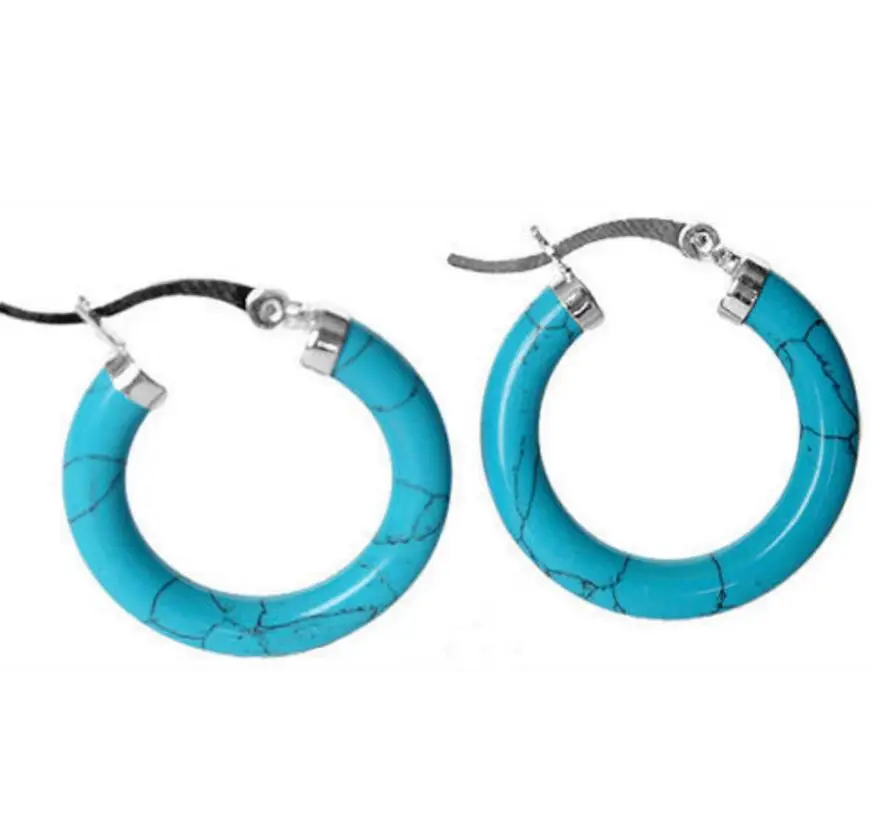 

Free Shipping New Charming 925 sterling With Blue turquoise Ring Earring JH4554