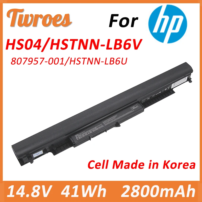 

Laptop Battery HS04 14.8V 41WH 2800mAh For HP 240 245 250 255 G4 HSTNN-LB6U HSTNN-LB6V HSTNN-PB6S 807611-831 807957-001 HS03