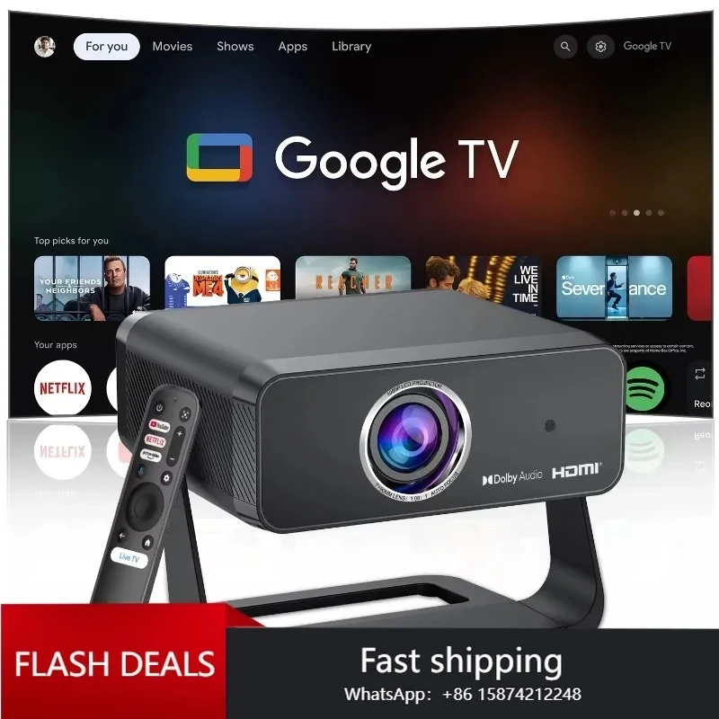 Фото Новый проектор 2026 GT350 с сертификацией Netflix, Google TV, Android 14, для умного дома и офиса, 4K, высокая яркость №1