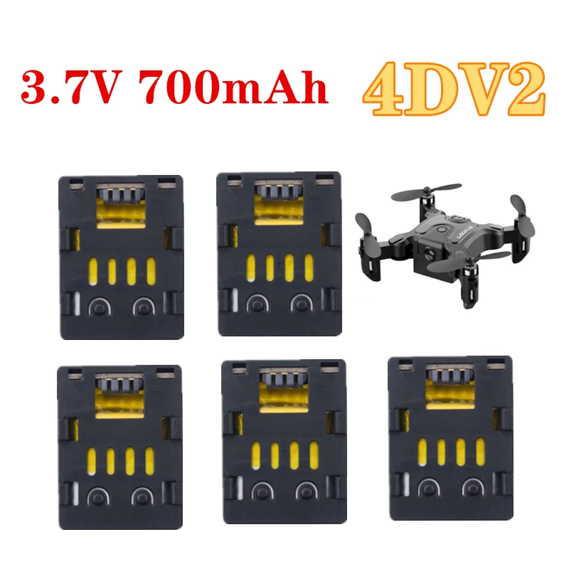 

1S 3.7V 700mAh 25C Lithium Battery For 4D-V2 Mini Quadcopter Accessories Folding RC Drone Lipo Spare Parts 3.7V Battery 5pcs