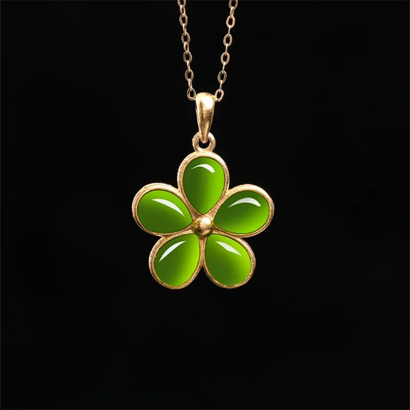 Jia Le/925 Серебро инкрустированное натуральным нефритом из яшмы Хэтянь