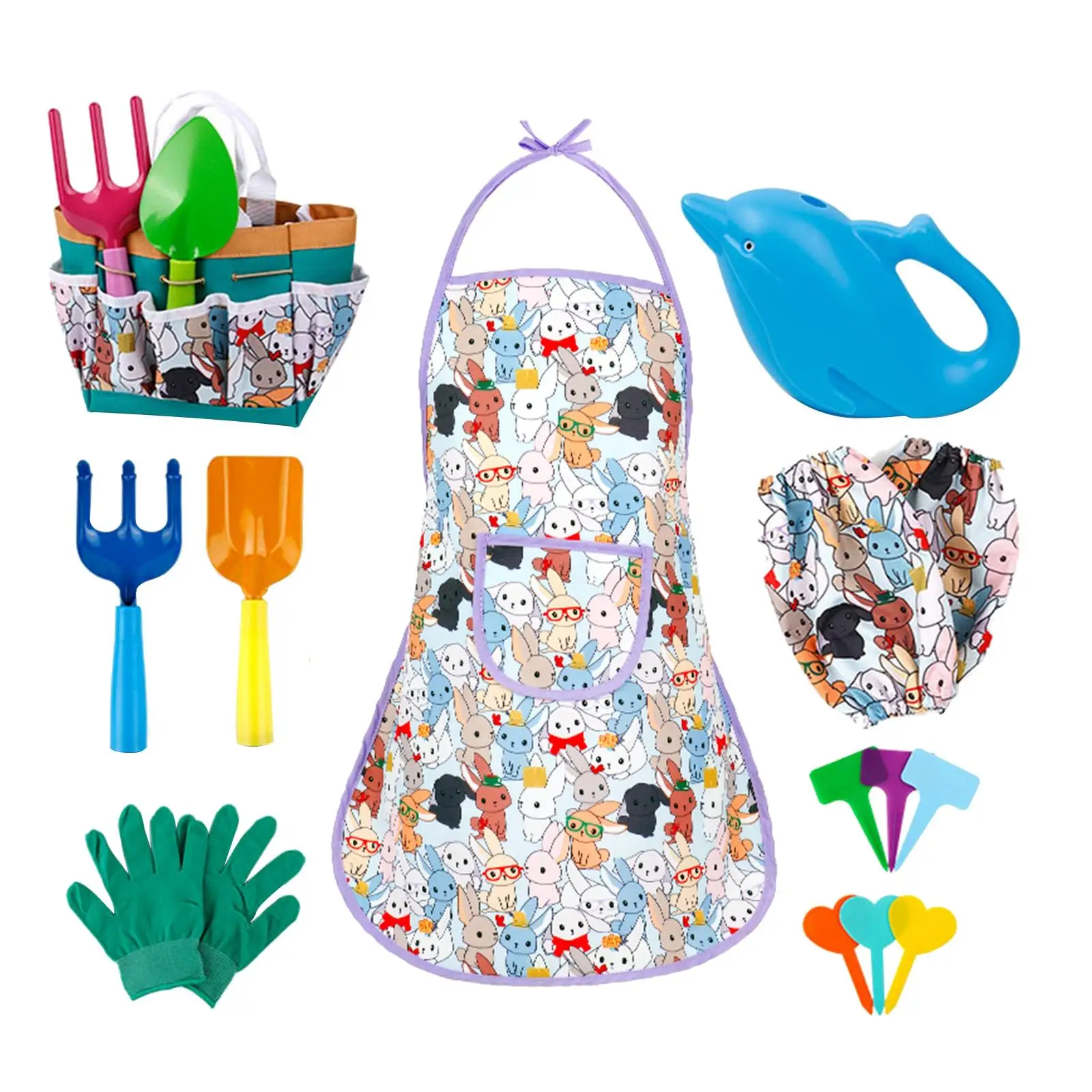 

Детский садовый инструмент, нарукавники, лейка, 2 лопаты, моющийся фартук, садовые перчатки, игрушки для детей старше 3 лет, набор для активно...