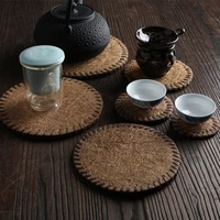 wood placemat coaster kitchen table bowl mat durable hand woven coffee cup coaster tea ceremony accessoriess insulation