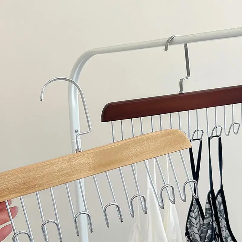 Wooden Hangers For Home Wardrobe Closet Storage Accessories Supplies Women Scarf Clothes Organizer Men Tie Belt Hanger