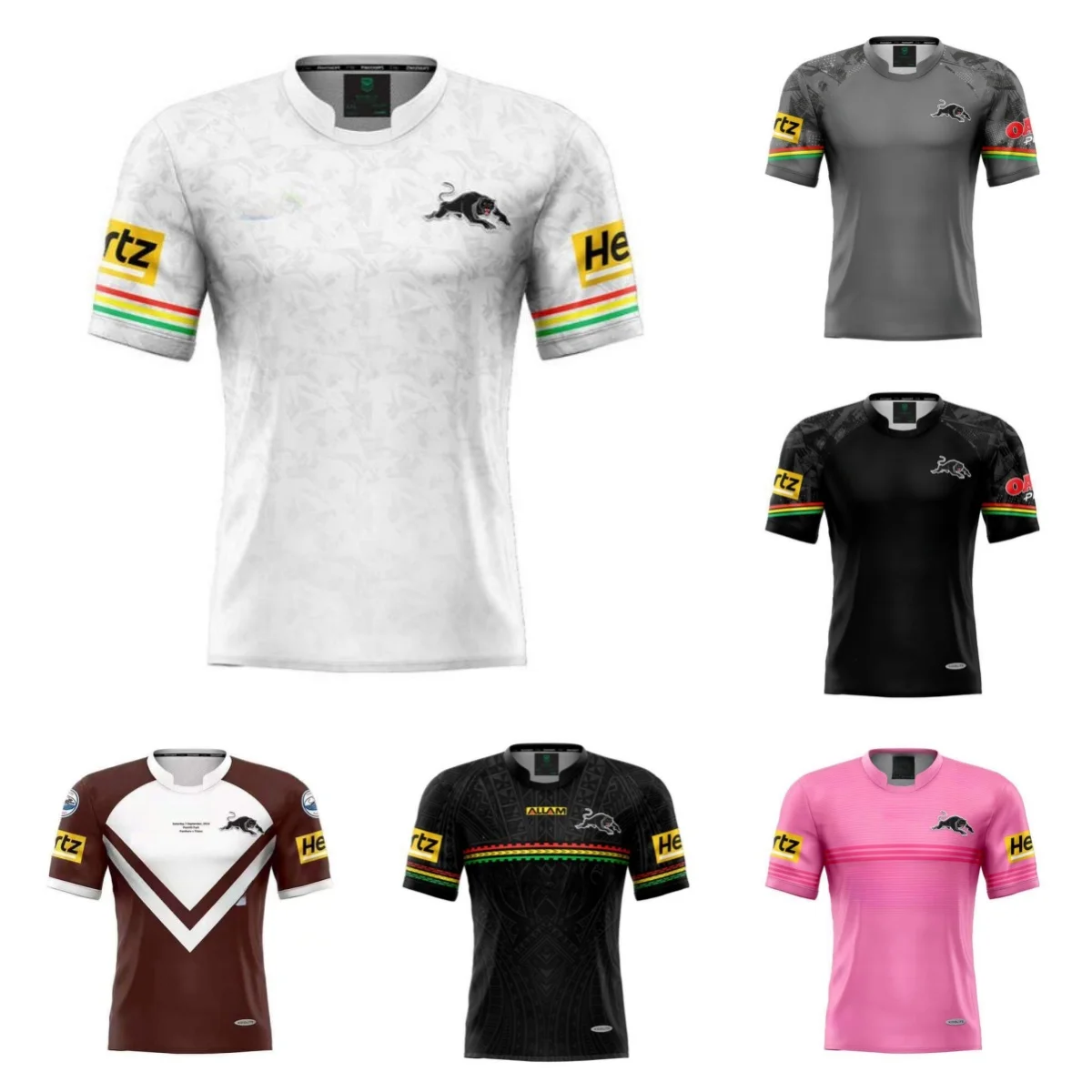 Мужская Трикотажная футболка для регби PENRITH PANTHERS 2024 (имя и номер на заказ)