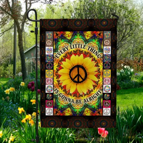 Хиппи Every Little Thing is Gonna Be Alright Флаг Садового Подсолнуха