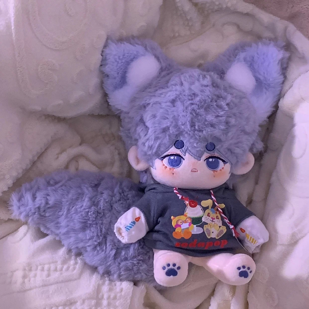 

No Attribute Cosplay Cute Koukou Animal Beast Ear Tail 20cm Plush Stuffed Cartoon Doll Body Skeleton Toys Plushie Kpop Star Toy