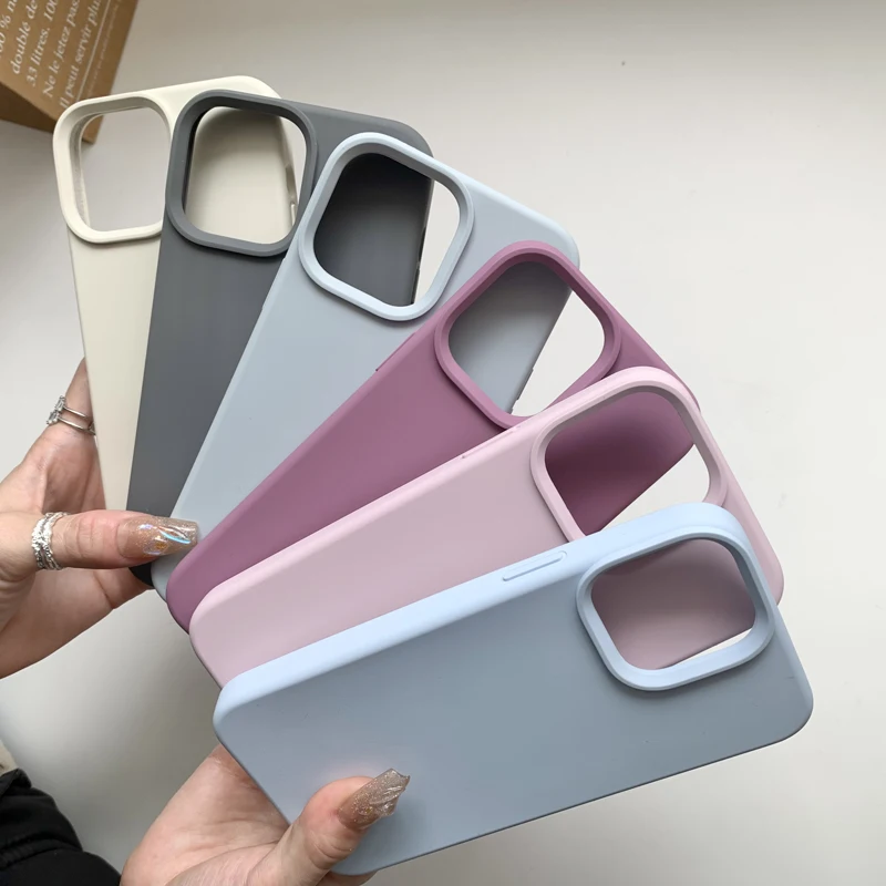 

For iPhone 14 13 Pro Max Case Luxury Liquid Silicone Phone Case for iPhone 11 12 Pro Max Solid Color Camera Protection Case