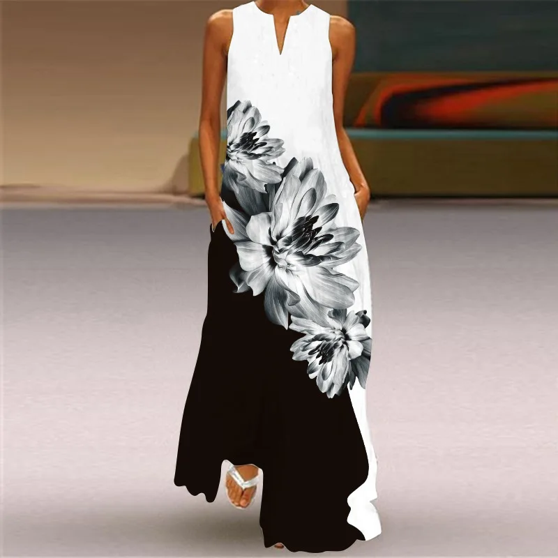 

Vintage Ink Butterfly Long Dress Women Fashion Evening Maxi Party Dresses Beach Sleeveless Sexy Dresses Elegant Summer Sundress