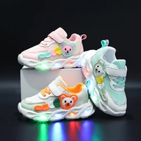 kids shoes children led sneakers luminous lighted shoes fashion cartoon bear breathable sneaker for boys running shoes girls
