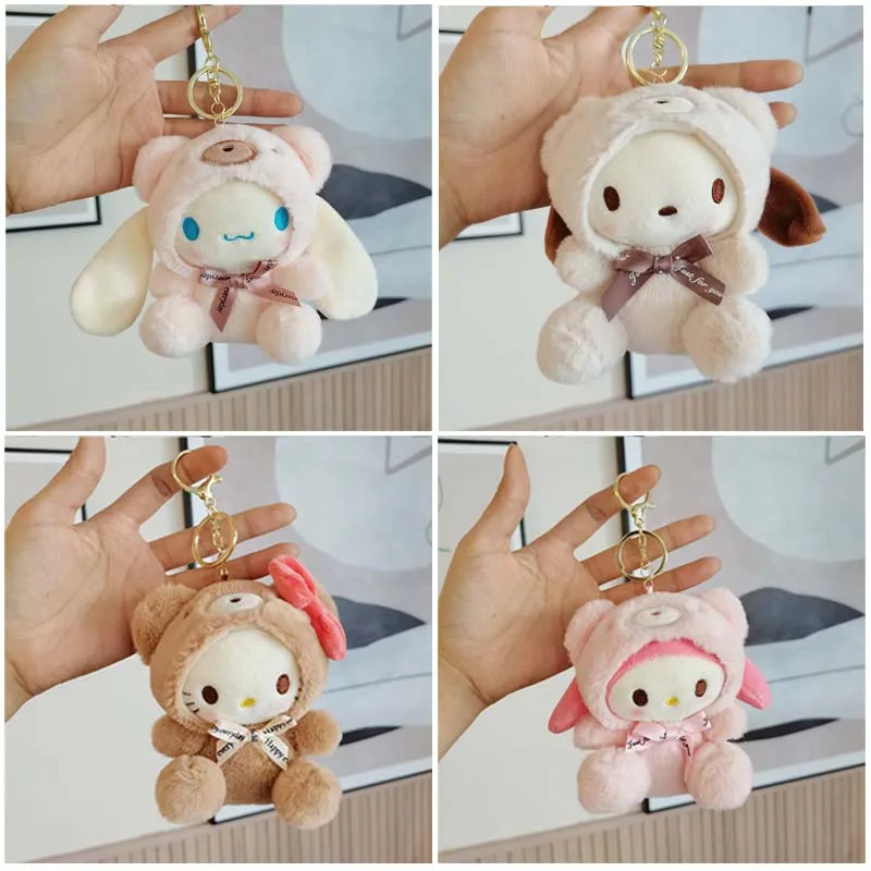 

12 см мультфильм Sanrioed My Melody Kt Cat Cinnamoroll полакко косплей медведь плюшевая кукла кавайная милая плюшевая подвеска орнамент игрушки