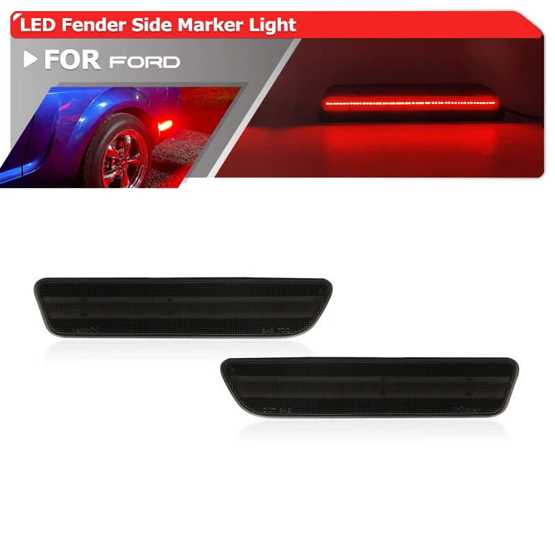 

2x Euro Style Smoked Rear Red Led Side Marker Lights For Ford S197 Mustang 2005-2009 Auto Fender Flare Lamps