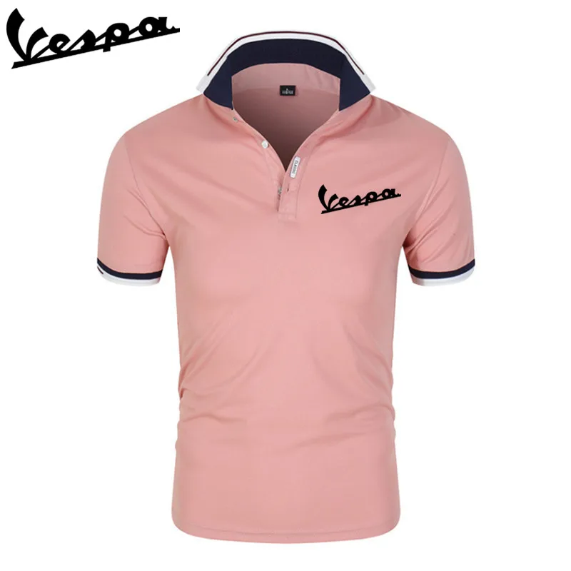 

vespa 2023 Brand New Men's T-shirt Lapel Casual Short-sleeved Stitching Men T-shirt for Male Solid Color Pullover Top Man T shir