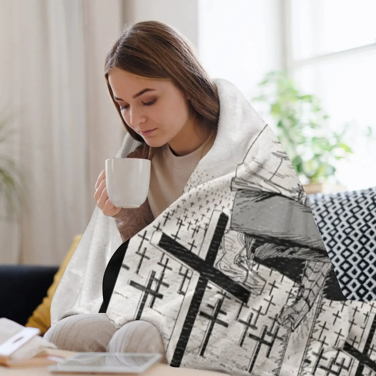 Бензопила Денджи на могильном поле Декоративное одеяло манга Винтажные одеяла