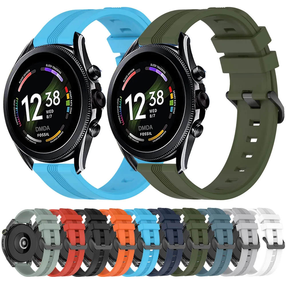 

22mm Silicone Sport Band For Fossil gen 6 44mm Gen6/gen 5 5e 44mm/Gen5 LTE 45mm Smart Watch Strap Replacement Bracelet Watchband