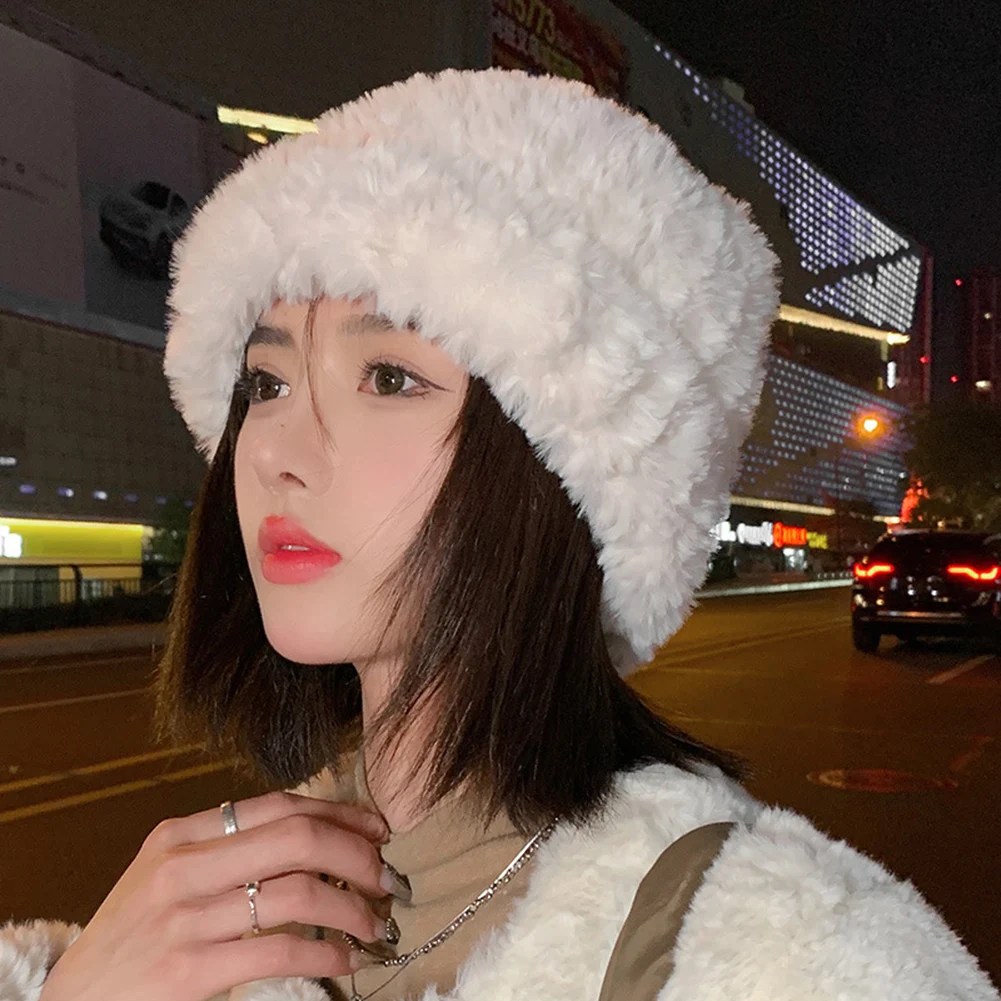High Quality Brand New Warm Hat Baotou Hat Female Face Knitted Wool Hat New Plush Baotou Hat Small Cold Hat Headwear