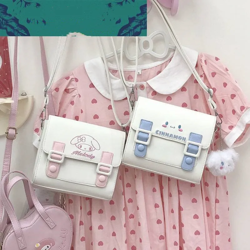 

New Sanrio Jade Ghost Dog JK uniform bag niche female PU shoulder bag portable messenger bag Cambridge color messenger bag