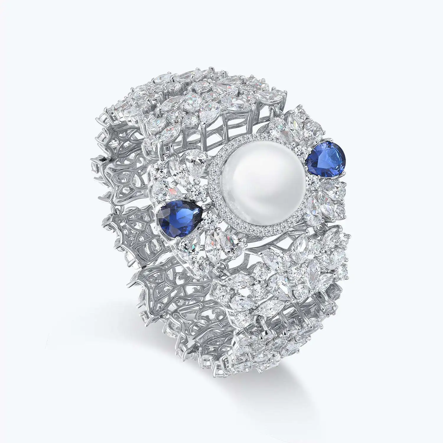 WUIHA Винтаж 100% стерлингового серебра 925 пробы лабораторный сапфир жемчуг