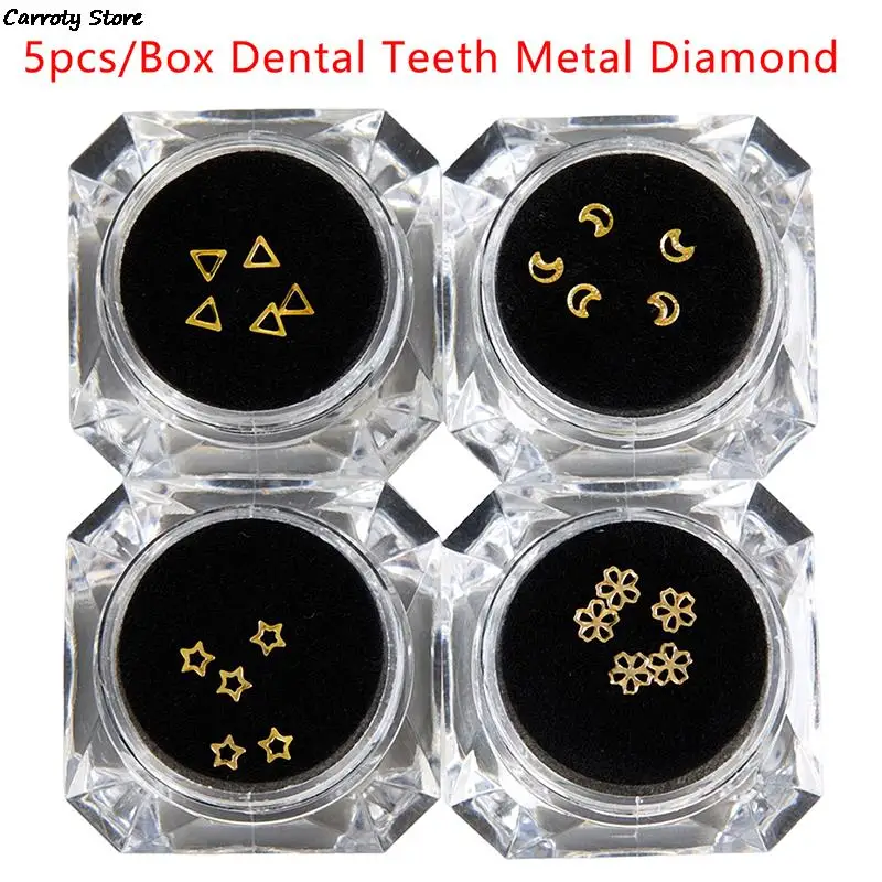 

5Pcs Fashion Teeth Gems Tooth Jewelry Ornaments with Box Beauty Diamond Dental Metal Teeth Gems Jewelry