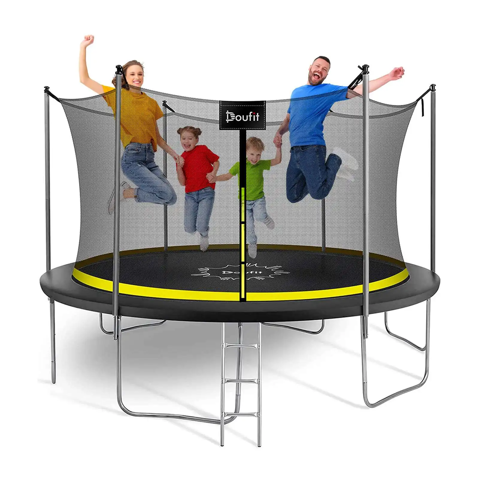 

Doufit 15FT Trampoline with Enclosure Net and Ladder Jumping Exercise Fitness Heavy Duty Re-bounder Bed for Kids Adult Family