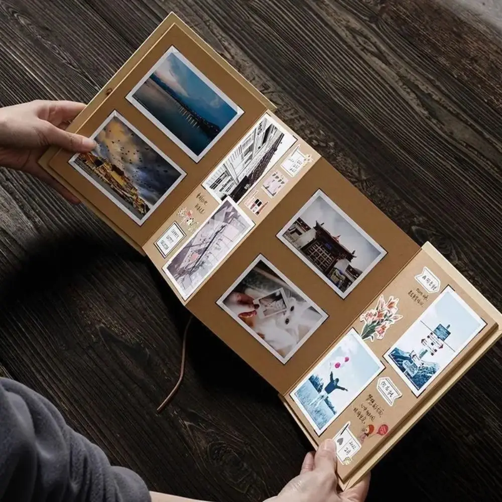 

Креативный складной фотоальбом-аккордеон, подарок, крафт-бумага, фотокарточка, удивленная фотокнига, граффити, 10 страниц, сделай сам, подарок-сюрприз, семья