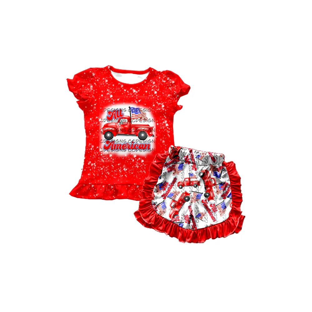 

Wholesale kids Family 4th of July Outfits American Flag Cars Shorts Boys Clothing Girls Sets Girls Dresses