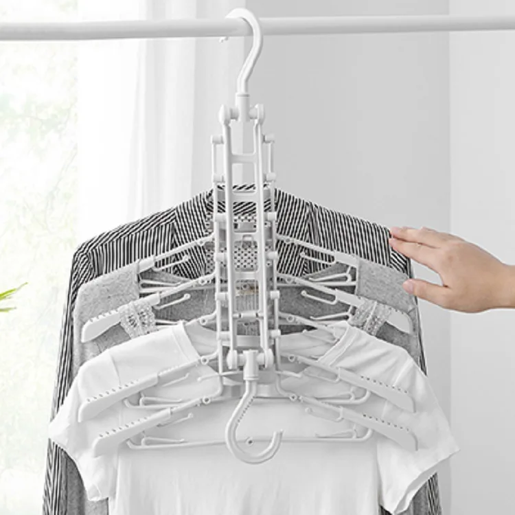 

Clothes Organizer Bedroom Closets Multifunctional Hanger Storage Rack Household Support Multi-layer Folding Drying Wardrobe Set