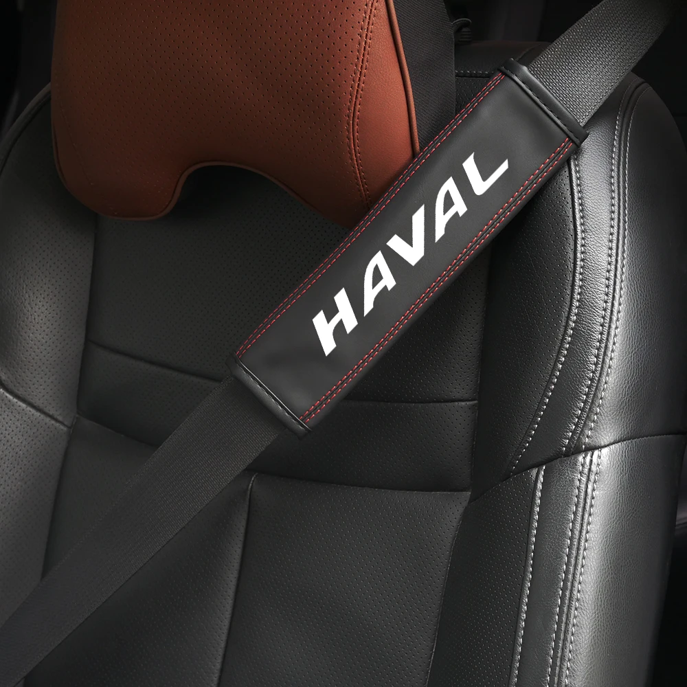 

1 pcs Leather Car Seat Belt Cover Protect shoulders Car Decoration Strap Pad for HAVAL H7 H9 F7 H1 M6 H6S LOGO Auto accessories