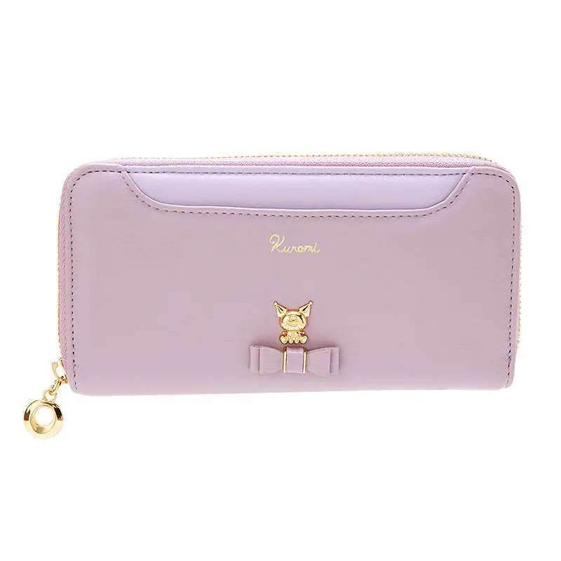 

Kawaii Sanrio New Wallet Cartoon Cinnamoroll Kuromi My Melody Long Wallet Kitty Cat Silver Bag Fashion Handbag Gift