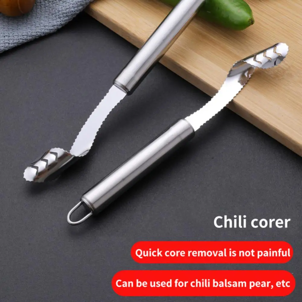 

Tail Hanging Hole Green Pepper Digger Sawtooth Blade Design Easy To Clean Seed Digger Corer Mirror Polishing Chili Corer