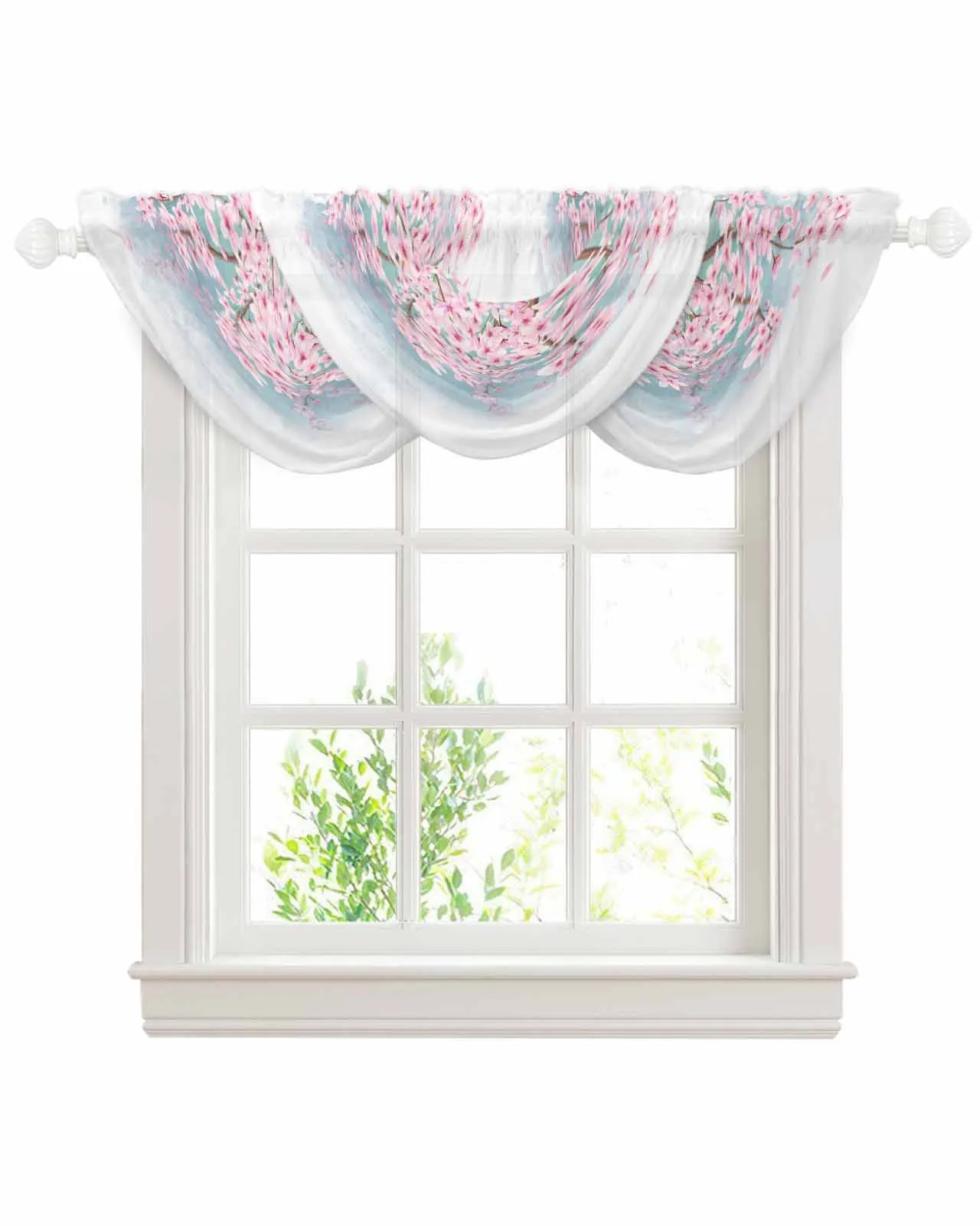 Персиковый цвет акварельный цветок Нестандартная фотография для гостиной Тюль