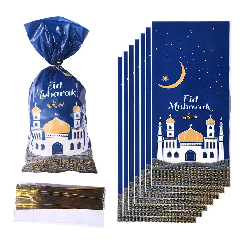 

25/50pcs Eid Mubarak Gift Bags Plastic OPP Candy Cookie Bag Ramadan Kareem Decoration Islamic Muslim Party Supplies Eid Al-fitr