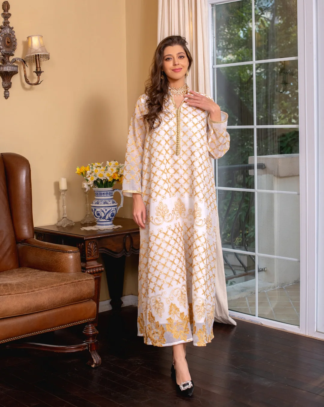 

Luxury Kaftan Dress Dubai Women Abayas Embroidery Blue Evening Party Clothing Vintage Kaftan Arabic Wear