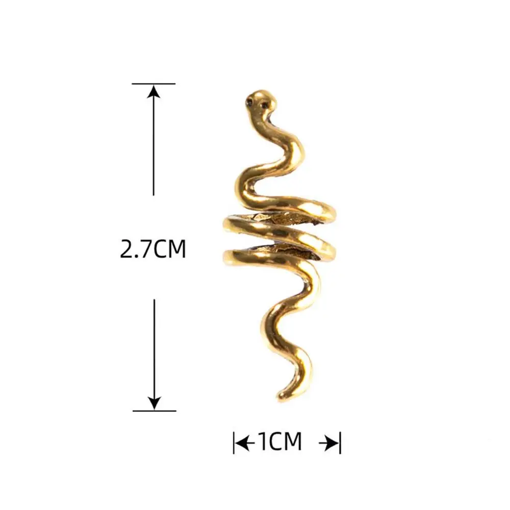 9/10Pcs Vintage Snake Dreadlock Beads for Braids African Cool Personality Braided Delicate Rose Gold Hair Rings Wig Accessorie images - 6