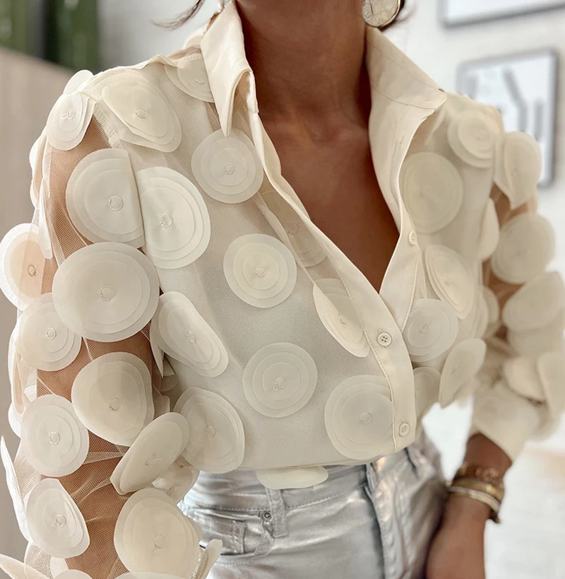 Женская блузка с длинным рукавом элегантная Свободная в уличном стиле из