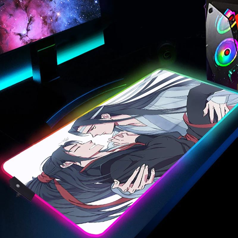 

Mo Dao Zu Shi RGB Desk Mat With wire Large Mouse Pad Gaming Backlit Mousepad Xxl Luminous Gamer Keyboard LED Pc Accessories Mice