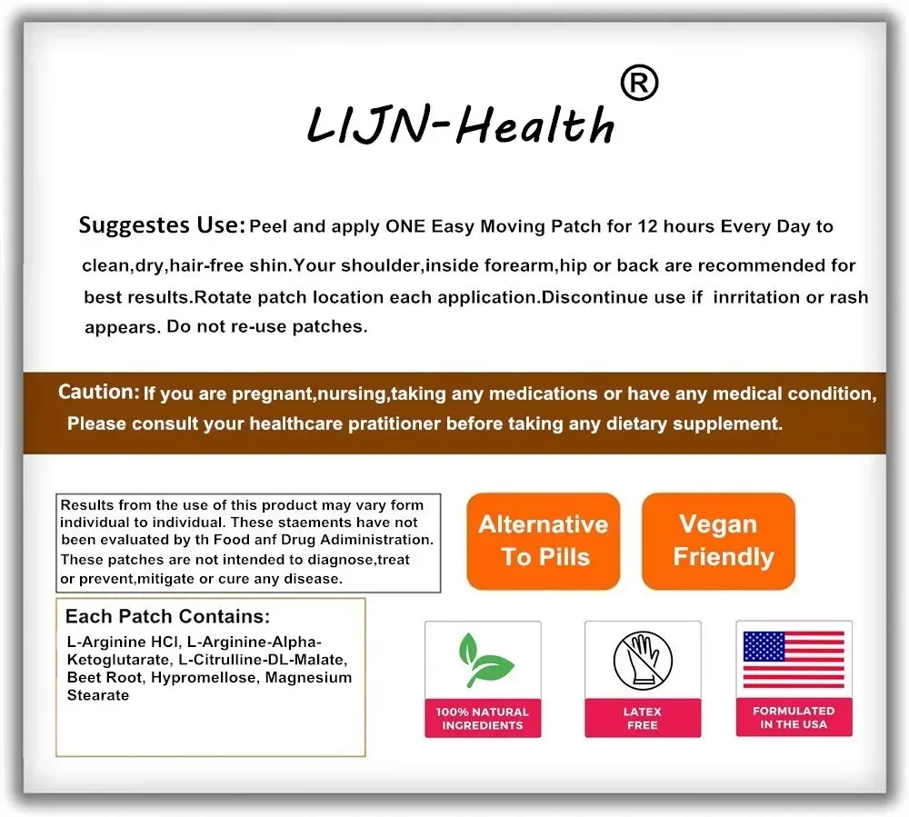 30 патчей L-аргинин для мужчин L-цитруллиновый комплекс с свекольным корнем