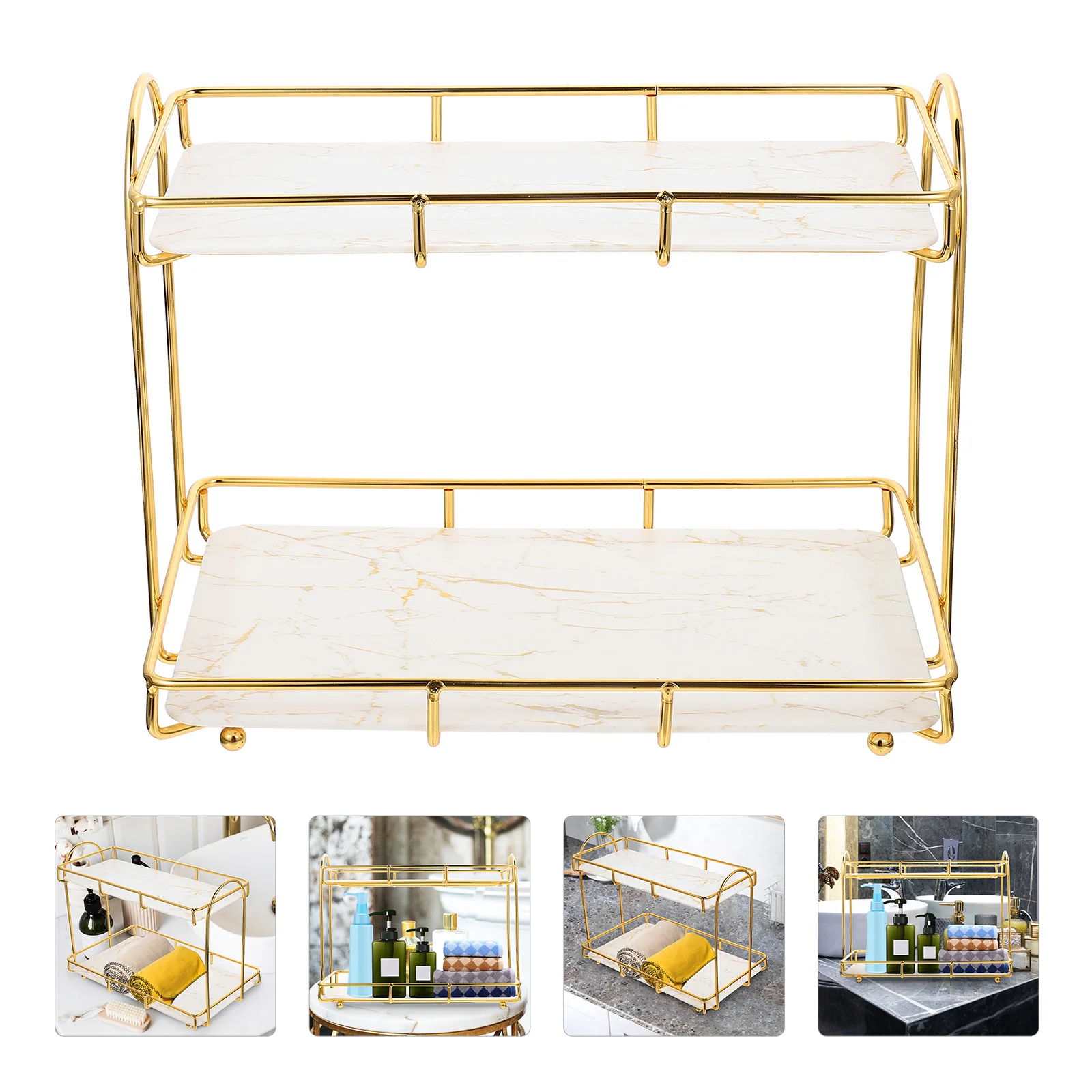 

Organizer Shelf Bathroom Countertop Storage Rack Tier Tray Vanity Makeup Holder Kitchen Toiletry Perfume Corner Display Bedroom