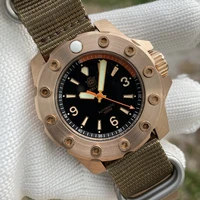 steeldive brand sd1948s black dial c3 green luminous nh35 automatic bronze dive watch with nato strap