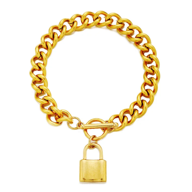 

2023 Hot Selling Stainless Steel Rough Chain OT Clasp Bracelet Locket pendant bracelet Jewelry