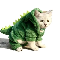 2022jmt pet cat clothes puppy dog cat funny dinosaur costume winter warm plush cat coat fleece hoodies sweater small dog kitten