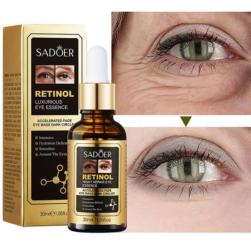

Retinol Eye Serum Wrinkle Remover Hyaluronic Acid Anti Aging Essence Remove Dark Circles Eye Bags Firming Hydrating Eye Care