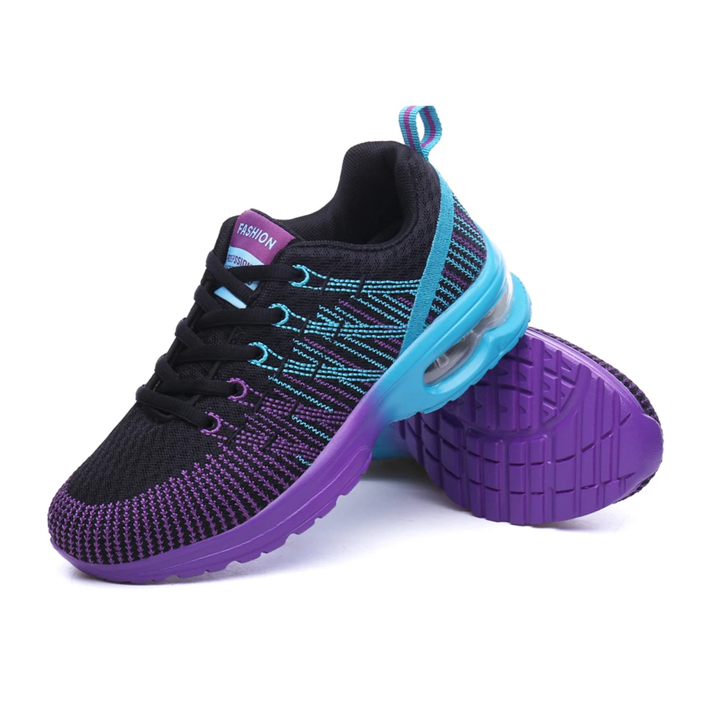 

Fashion Women Running Shoes Girl Mesh Air Cushion Athletic Hiking Tennis Comfortable Lightweight Sneakers Lace-up Soles Footwear