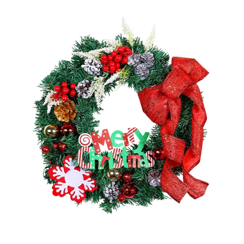 

Personalized Christmas Pine Wreath Bow Letter Decor for Christmas Wreath New Year Store and Home Decorations